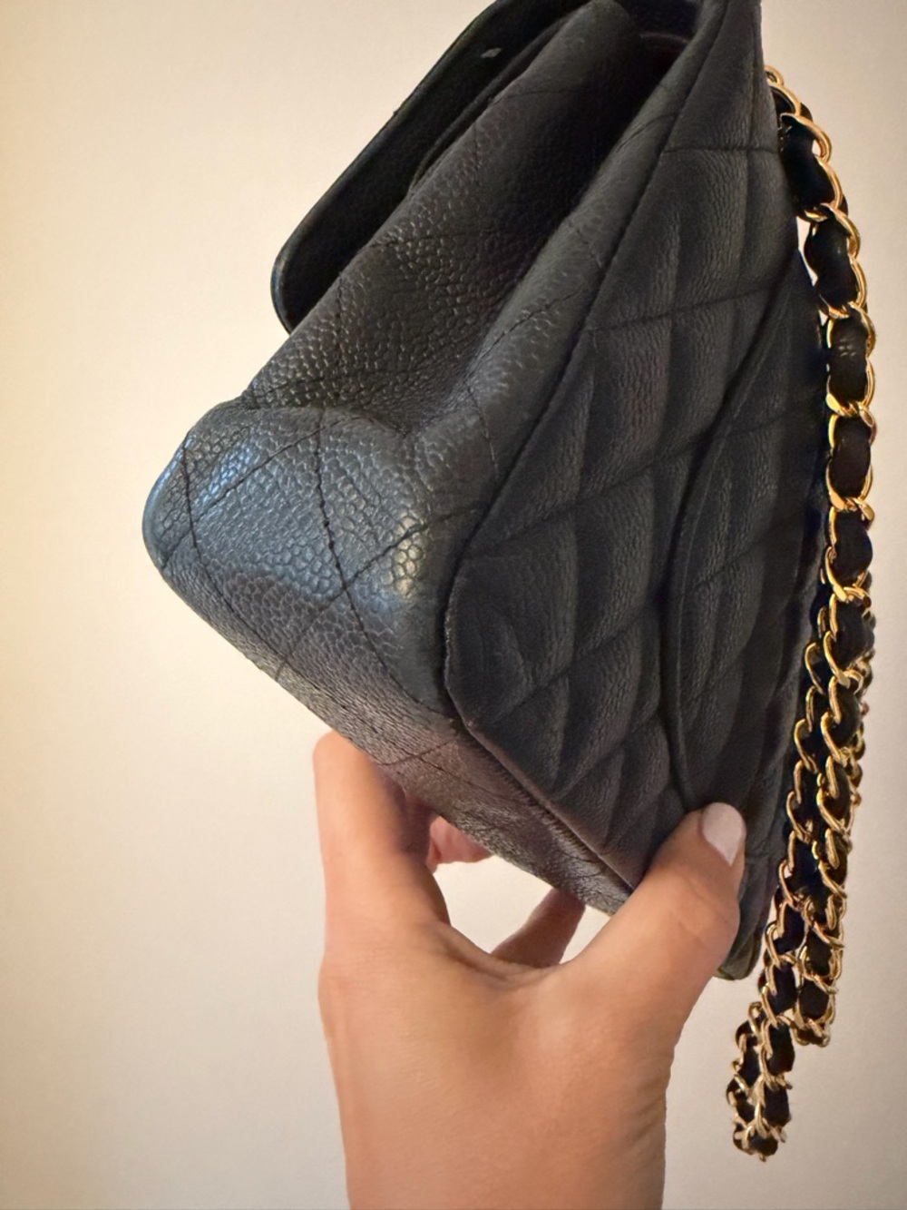 CHANEL Classic Medium Double Flap Caviar Leather Bag with Gold Hardware - Picture 3 of 16